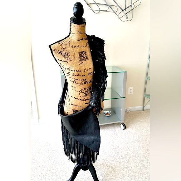 SOLD 😁 Brand New Handmade Genuine Leather Super Fringed Crossbody Purse Lg - Picture 6 of 12